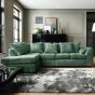 Corner Sofa - HENRY Crushed Chenille Fabric 5 Seater L-Shaped Sofa Left Hand Facing - Rifle Green