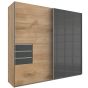 Sliding Wardrobe - SOGO 2 Door Wardrobe Oak with Black 225cm