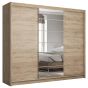 Rotherham Warm Wood Effect Sliding Door Mirror Wardrobe - Oak Sonoma