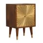 Manila Gold Bedside Table - Chestnut and Brass Inlay