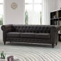 3 Seater Sofa - BELFORIA Leather Chesterfield Sofa - Brown