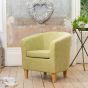Tub Chair - VIVELLA Textured Fabric Chair with Light Wood Legs - Green