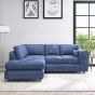 LORVANI Fabric 4 Seater L Shaped Fullback Corner Sofa - Midnight Blue, Left Hand Facing