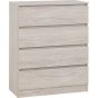 Natural Finish Chest of Drawers - MALDEN Medium Chest 4 Drawers