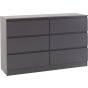 Grey Chest of Drawers - MALDEN Large Chest 6 Drawers Double Chest