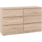 Oak Finish Chest of Drawers - MALDEN Large Chest 6 Drawers