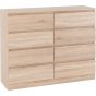 Oak Finish Chest of Drawers - MALDEN Large Chest 8 Drawers Double Chest