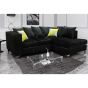 NEYMAR Plush Velvet 4 Seater L Shaped - Right Hand Facing Corner Sofa - Black