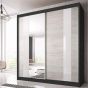 Malta-32 Sliding Mirror Door Wardrobe 183cm - Black Matt