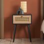 Croxley 1 Drawer Rattan Bedside - Black