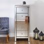 Silver Chest of Drawers - SUTTON Tallboy Large Chest  5 Drawers  Mirrored