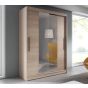 Sinatra Sliding Mirror Door Wardrobe 150cm in Sonoma Oak