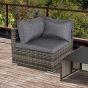 PE Rattan Wicker Corner Sofa Garden Furniture Single Sofa Chair w/ Cushions, Deep Grey