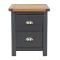 Antique Oak Effect 2 Drawer Bedside - Blue