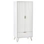 Golden Legs Murano 2 Door Wardrobe with Drawer - Matte White