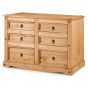Pine Finish Chest of Drawers - COMPTON Large Chest 6 Drawers