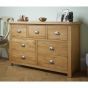 Oak Finish Chest of Drawers - WOKINGHAM Large Chest 7 Drawers Double Chest