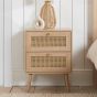 Croxley 2 Drawer Rattan Bedside - Oak