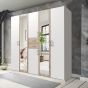 Dakar 5 Door Mirrored Wardrobe - White And Oak