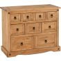 Oak Finish Chest of Drawers - CLACTON Medium Chest 9 Drawers