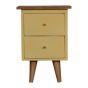 2 Drawers Oak Top Hand Painted Bedside - Yellow