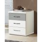 Dewi 3 Drawer Bedside Table - White and Grey