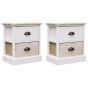 Nightstands 2 pcs White and Natural 38x28x45cm Paulownia Wood