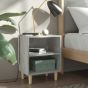 Bed Cabinet with Solid Wood Legs Concrete Grey 40x30x50cm - Jaxon