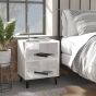 Bed Cabinets with Metal Legs 2 pcs High Gloss White 40x30x50cm - Greer