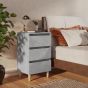 Bed Cabinet with Solid Wood Legs Concrete Grey 40x35x69cm