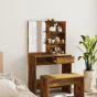 Dressing Table with Mirror Smoked Oak 74.5x40x141cm