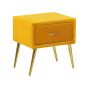 1 Drawer Velvet Bedside Table Yellow
