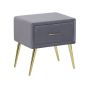 1 Drawer Velvet Bedside Table Grey