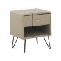 Faux Leather Bedside Table Beige