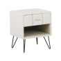 Faux Leather Bedside Table White