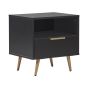 1 Drawer Bedside Table Black Gold - Yuan