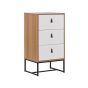 Oak Finish Chest of Drawers - FRANKLIN Tallboy Small Chest 3 Drawers