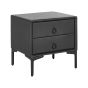 2 Drawer Faux Leather Bedside Table Black SEZANNE