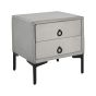 2 Drawer Velvet Bedside Table Grey SEZANNE