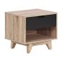 1 Drawer Bedside Table Light Wood with Black