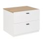 2 Drawer Bedside Table White with Light Wood