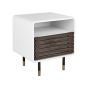 1 Door Bedside Table - White and Dark Wood