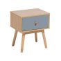 1 Drawer Bedside Table Light Wood Grey - Qiao