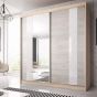 Malta-32 Sliding Mirror Door Wardrobe 203cm - Oak Sanoma