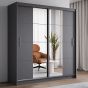 Charnwood Sliding Door Wardrobe Graphite with Glass - 203cm