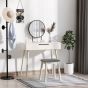 2 Drawers Dressing Table Round Mirror with Cushioned Stool - White