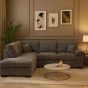 Corner Sofa - LARGE CORDURA Full Back Jumbo Cord Left Hand Grey