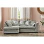 WILLA Crushed Velvet 4 Seater L Shaped - Left Hand Facing Corner Sofa - Silver