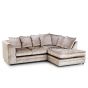 WILLA Crushed Velvet 4 Seater L Shaped - Right Hand Facing Corner Sofa - Mink