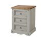 Corona 3 Drawer Bedside Cabinet - Grey